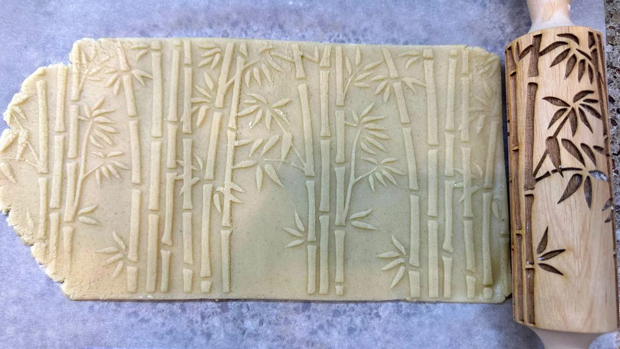 Bamboo Embossed Rolling Pin, Textured Cookie, Clay Stamp,Pottery Roller, Ceramics Shortbread Cookies, Christmas Gift