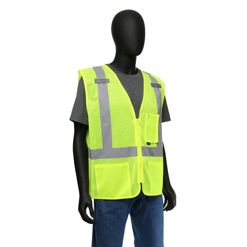 Safety Vest, 47210, Hi-Viz, Zipper, ANSI Class 2, Lime/Orange