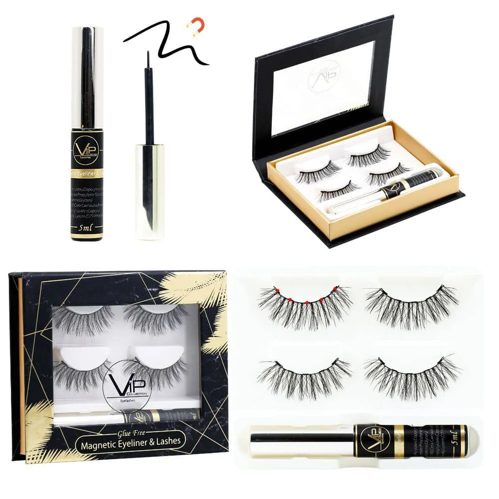 VIP Magnetic Lashes with Magnetic Eyeliner  - 2 pairs